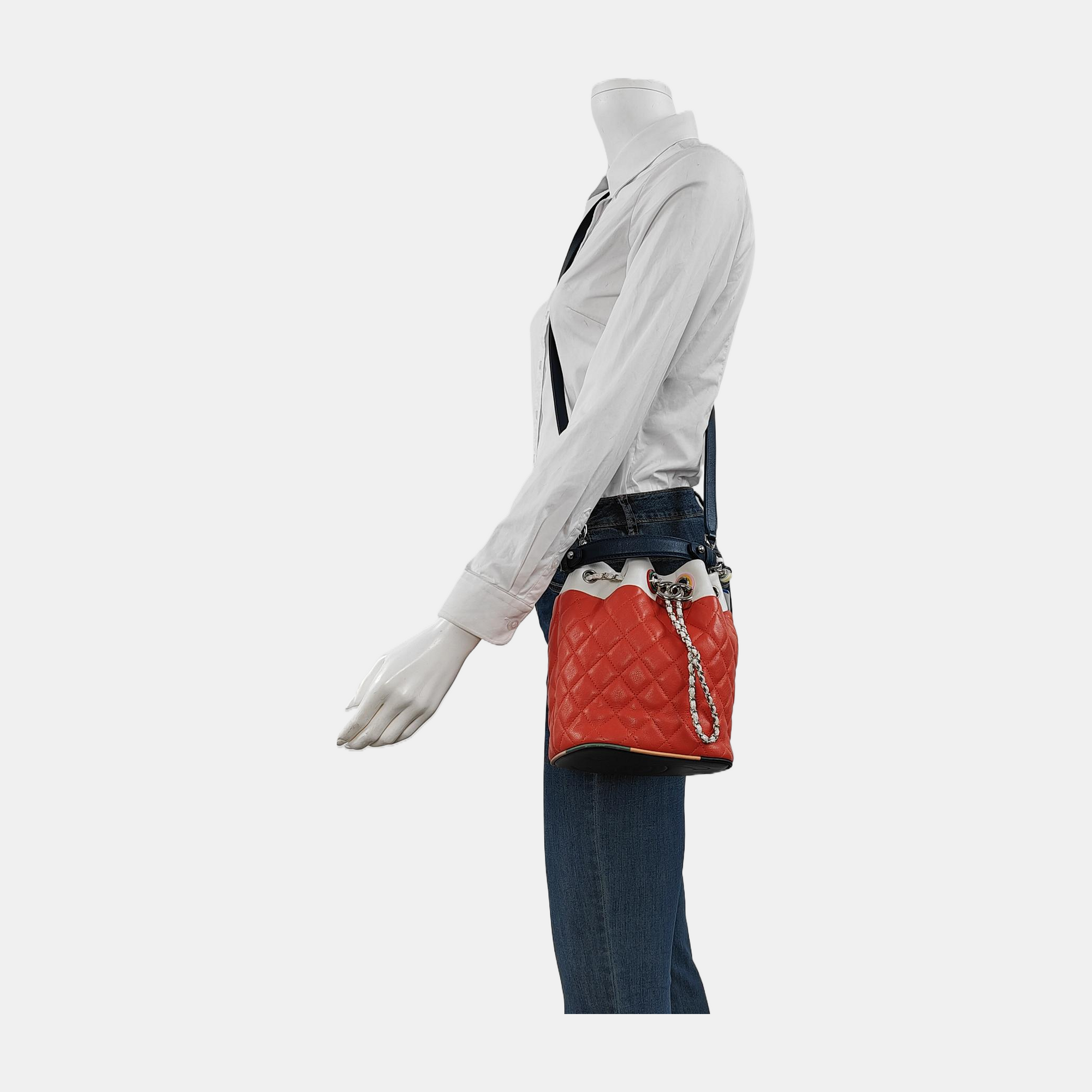 DRAWSTRING Quilted Lambskin Orange