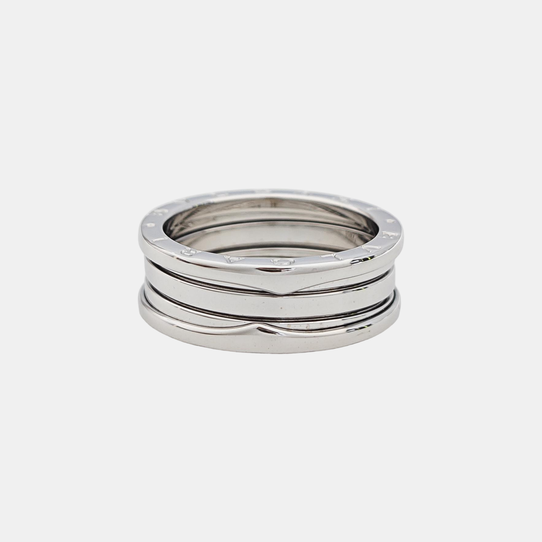 B.ZERO1 18k White Gold Silver Ring EU 62