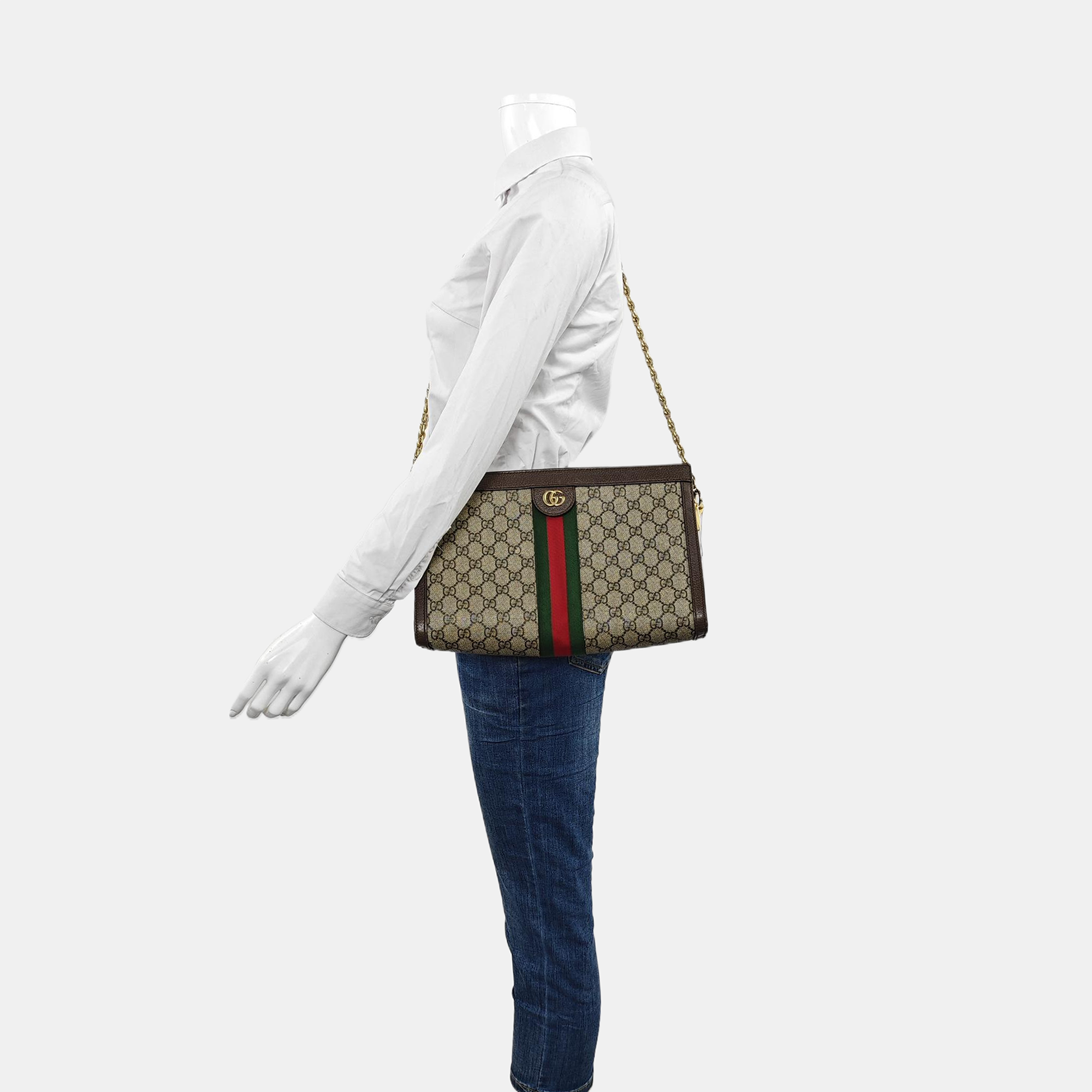 Authenticated pre-owned  Ophidia Medium Monogram Coated Canvas Beige - Shoulder Bag at Looply
