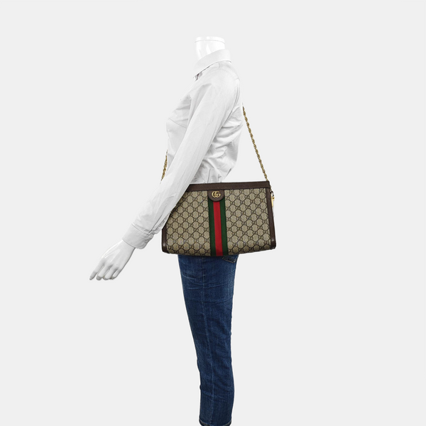 Authenticated pre-owned  Ophidia Medium Monogram Coated Canvas Beige - Shoulder Bag at Looply