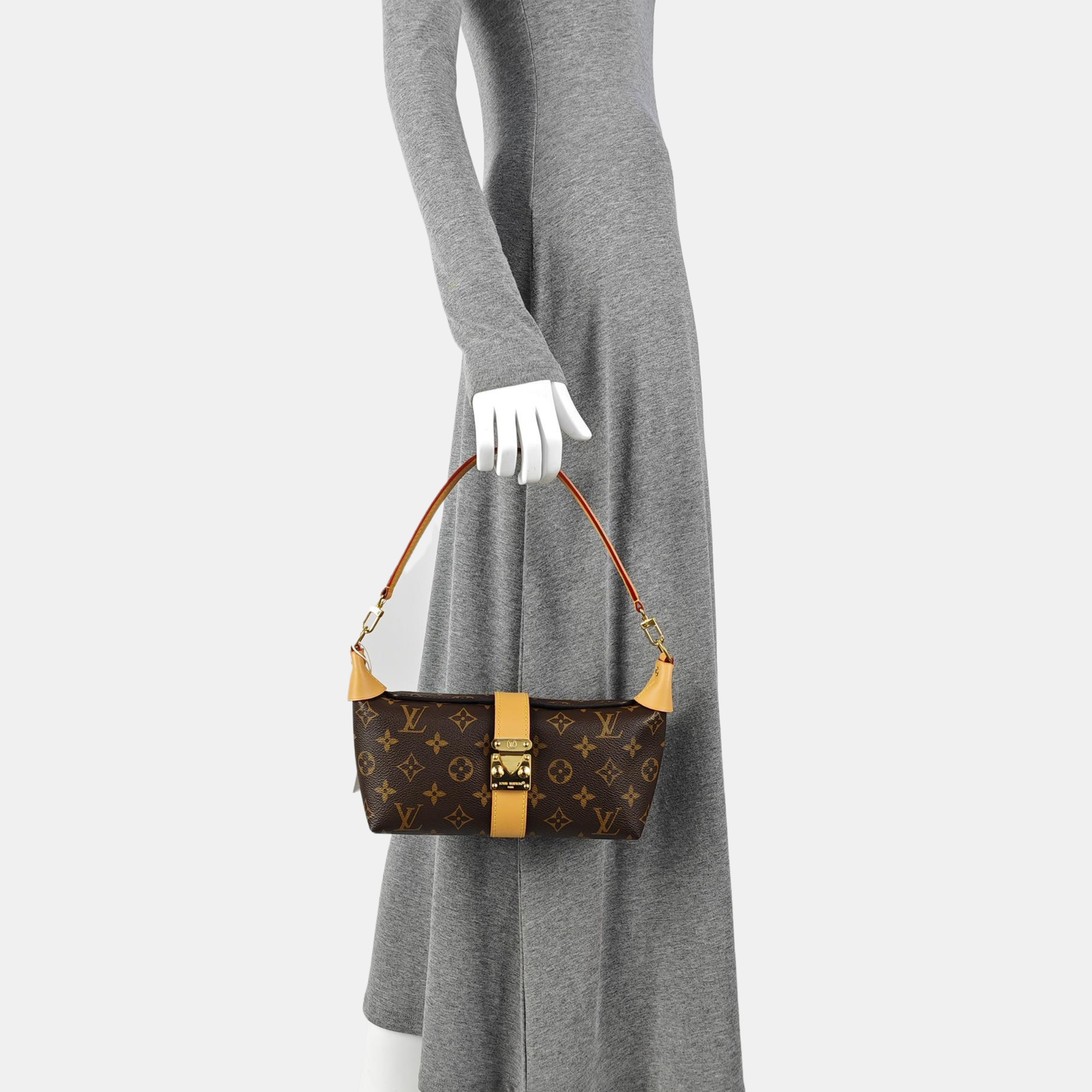 Pochette Mia Monogram Coated Canvas Brown