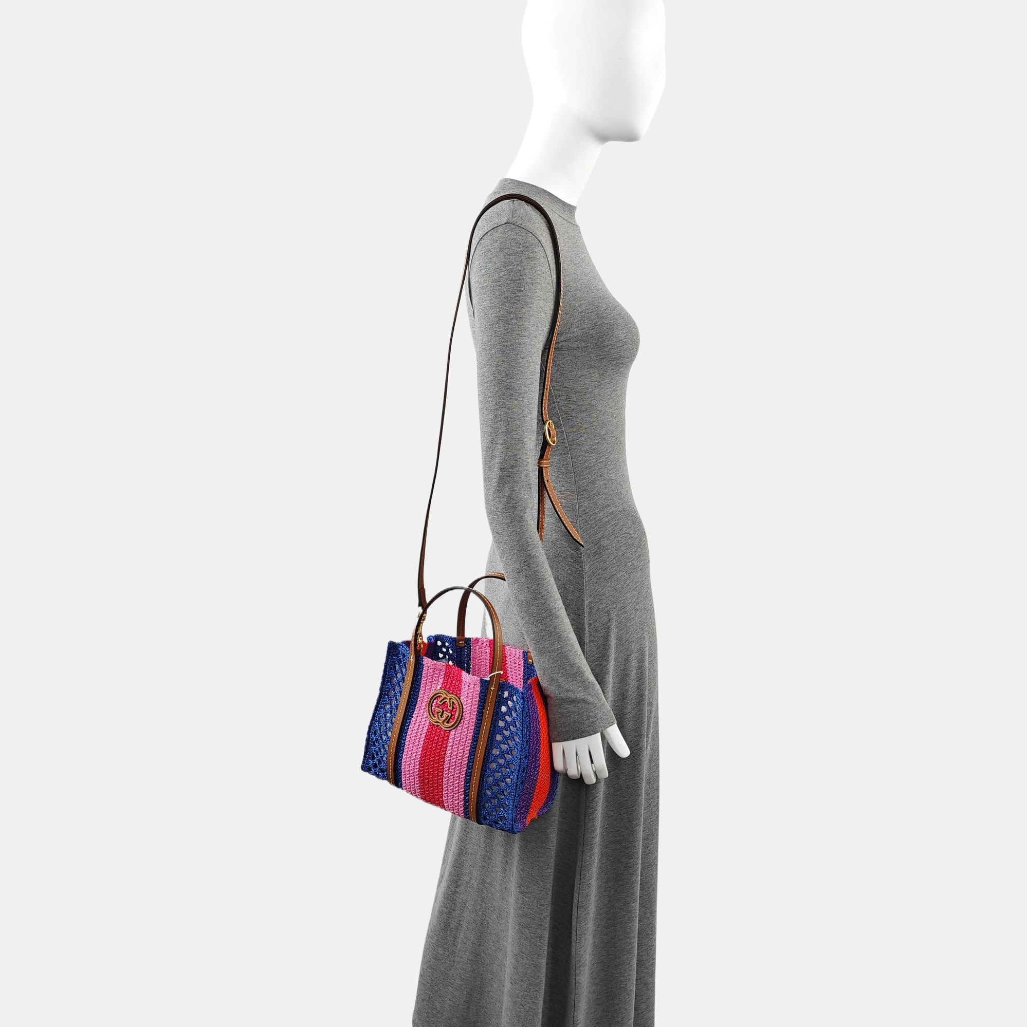 Straw Tote Bag Small Blue
