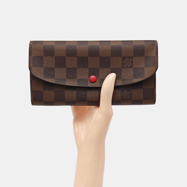 EMILIE Damier Ebene Coated Canvas Brown Wallet