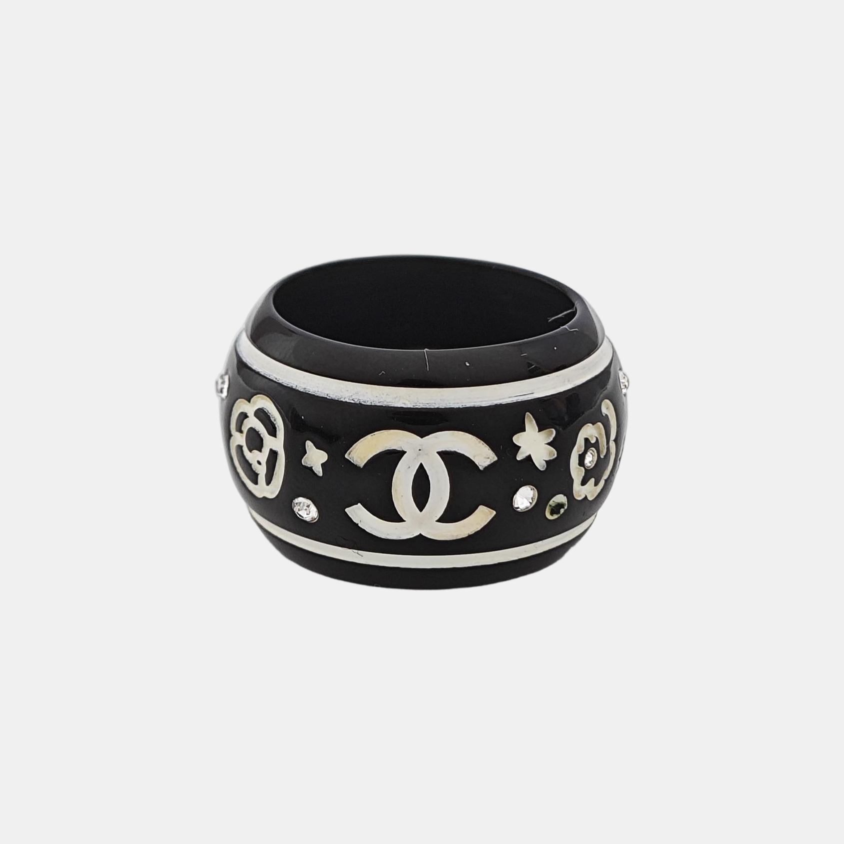 Synthetic Crystal Black Ring EU 53