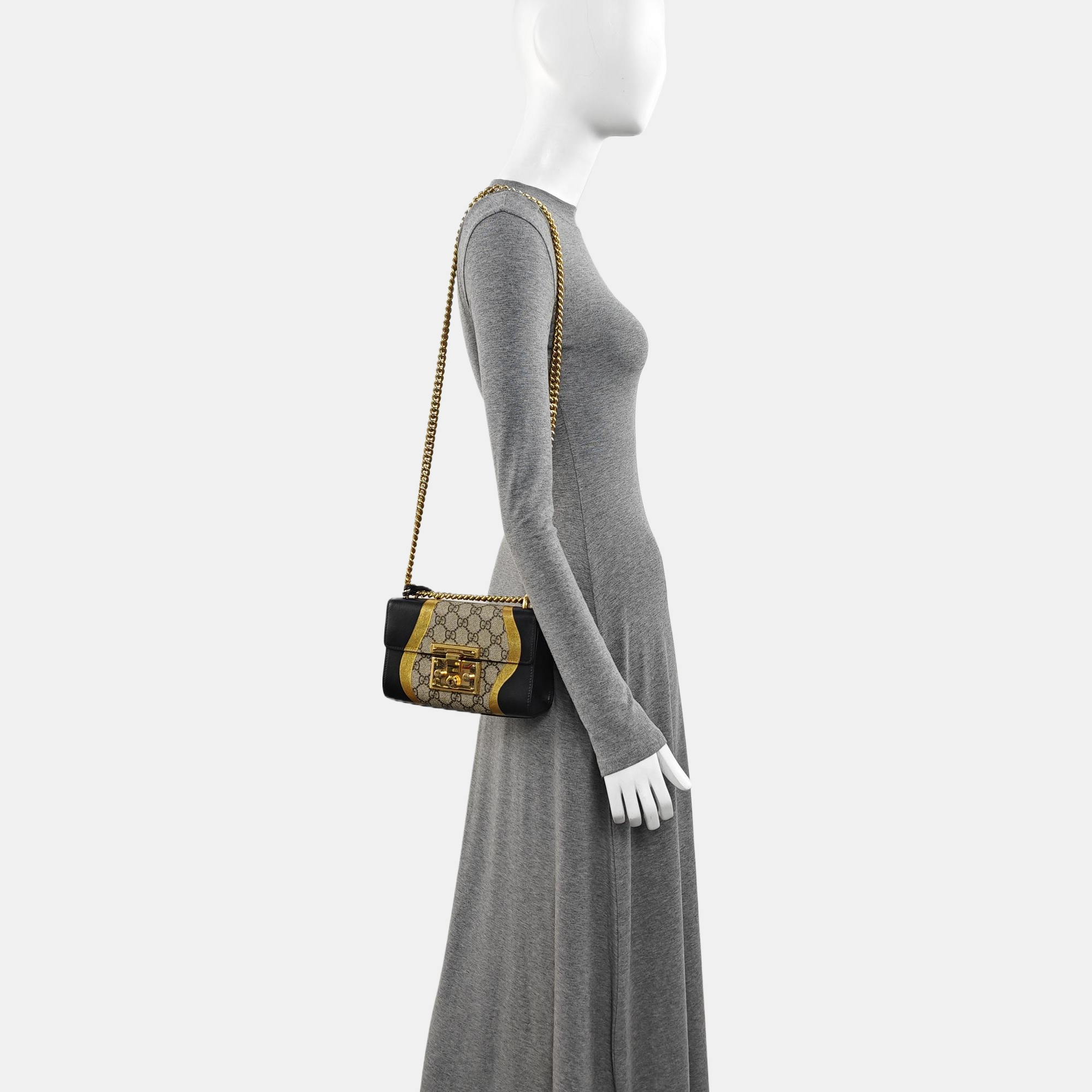 Padlock Small Monogram Coated Canvas Beige