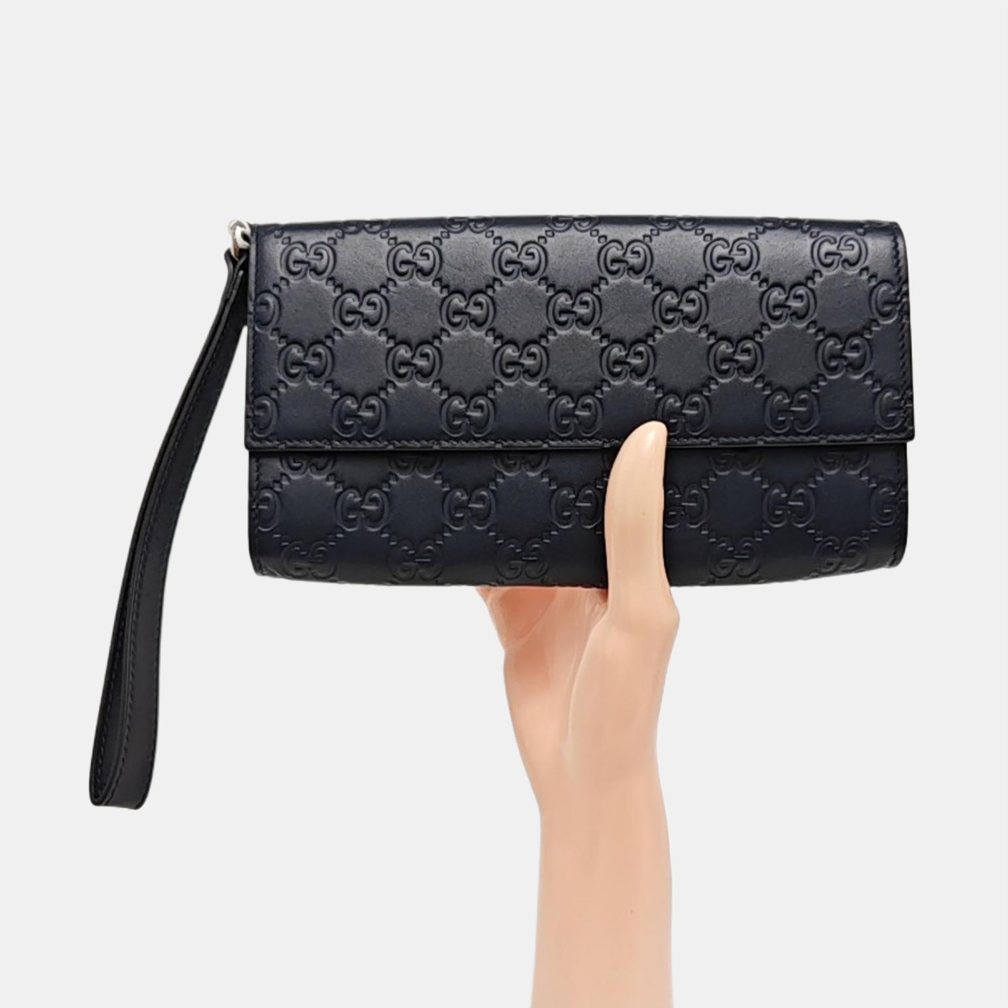 Monogram Calfskin Clutch Blue