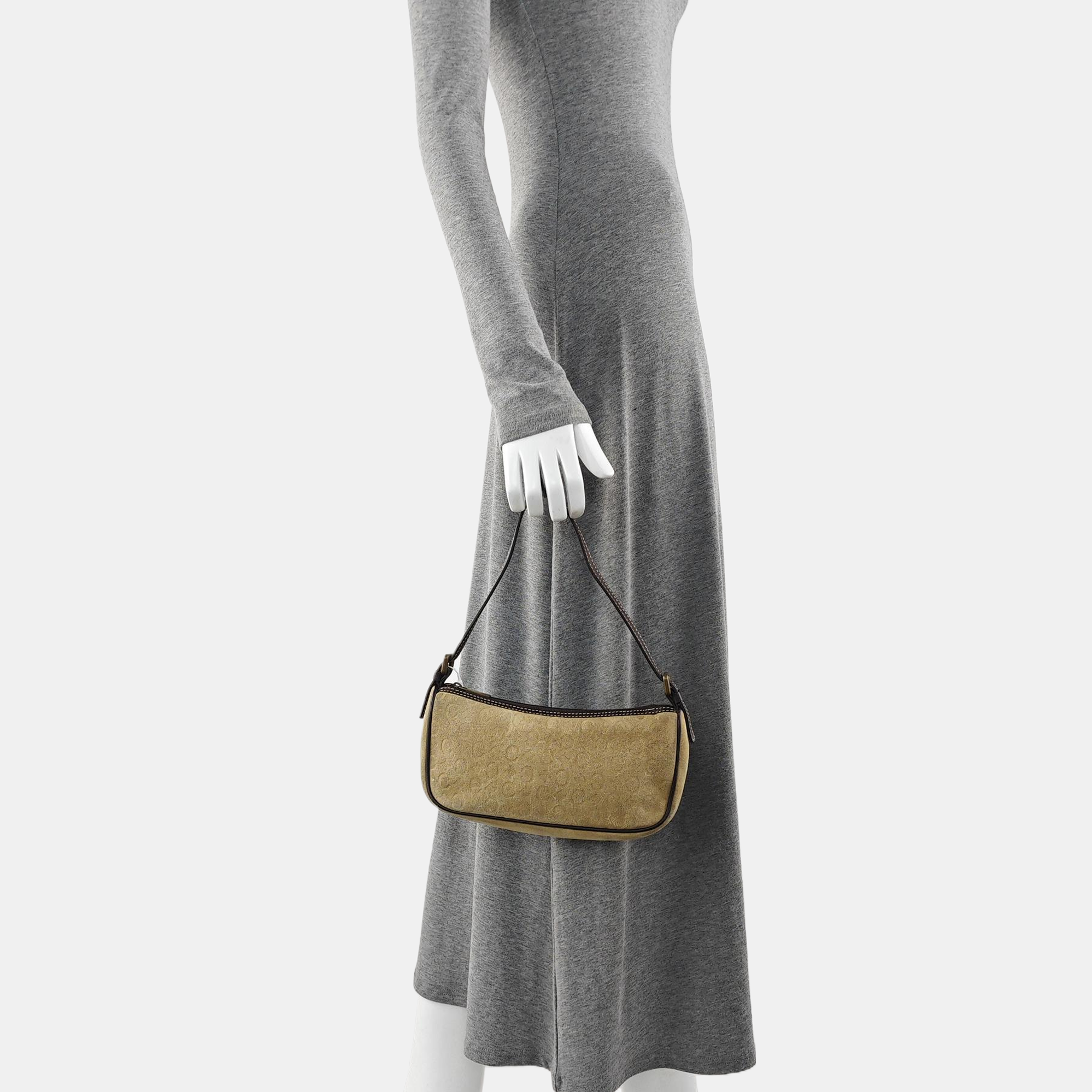Suede Top Handle Bag Beige