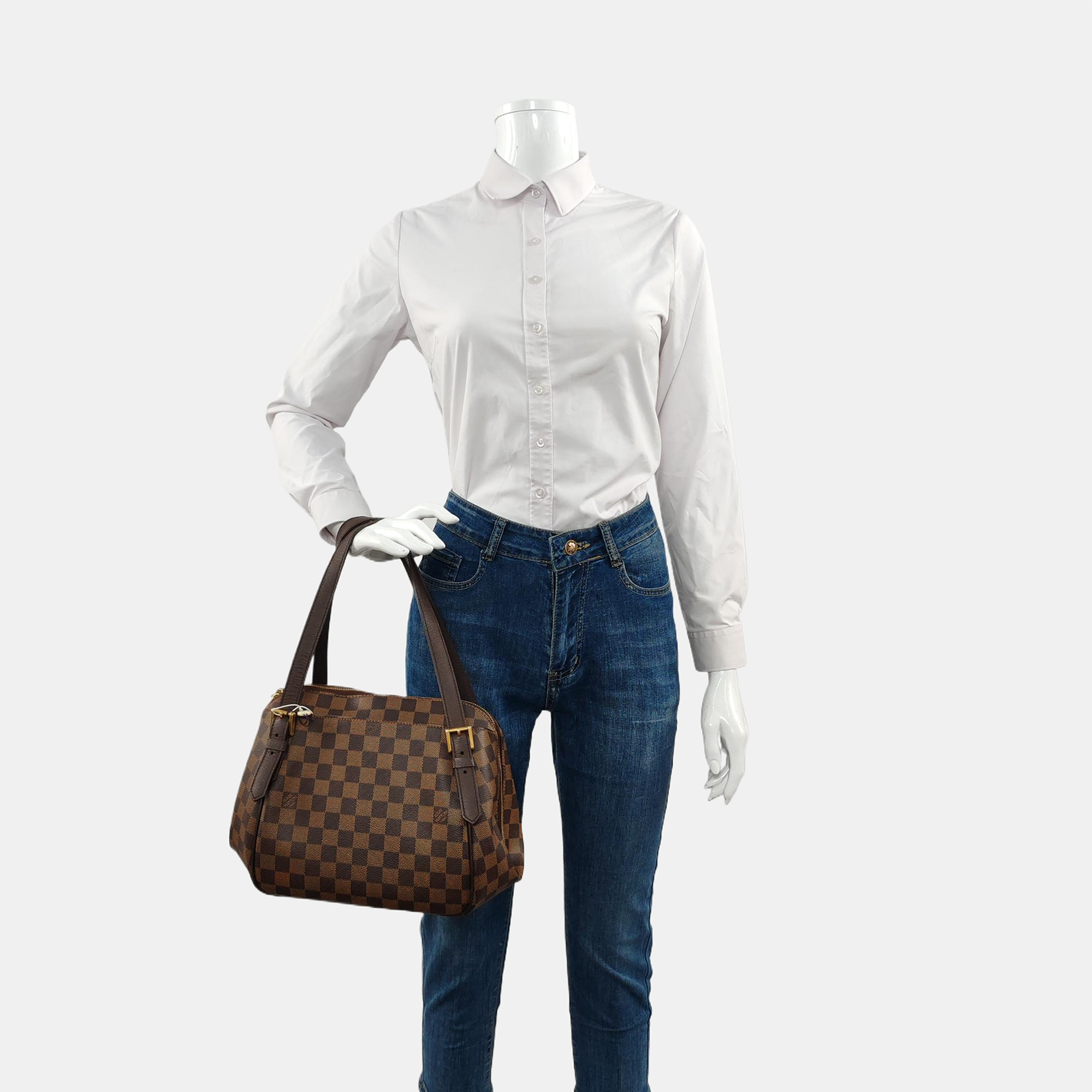 RIVINGTON Damier Ebene Coated Canvas Brown