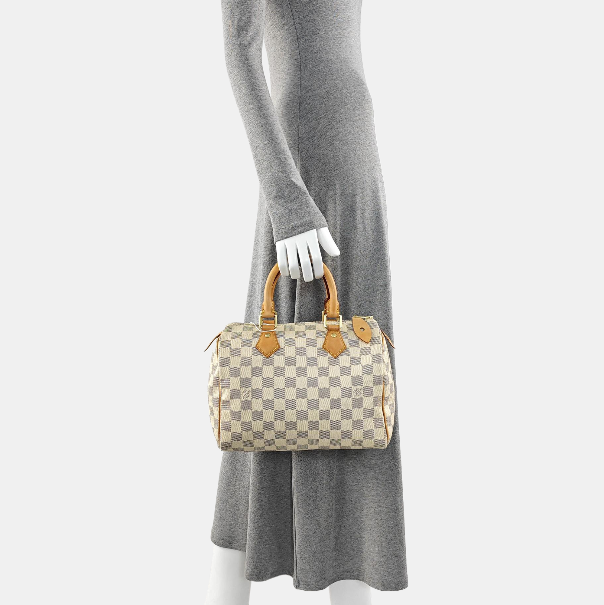 SPEEDY 25 Damier Azur Coated Canvas White
