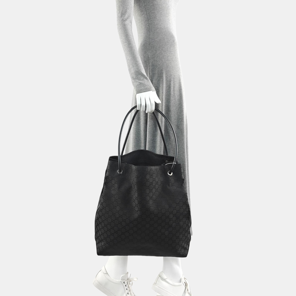 Monogram Fabric Shoulder Bag Black