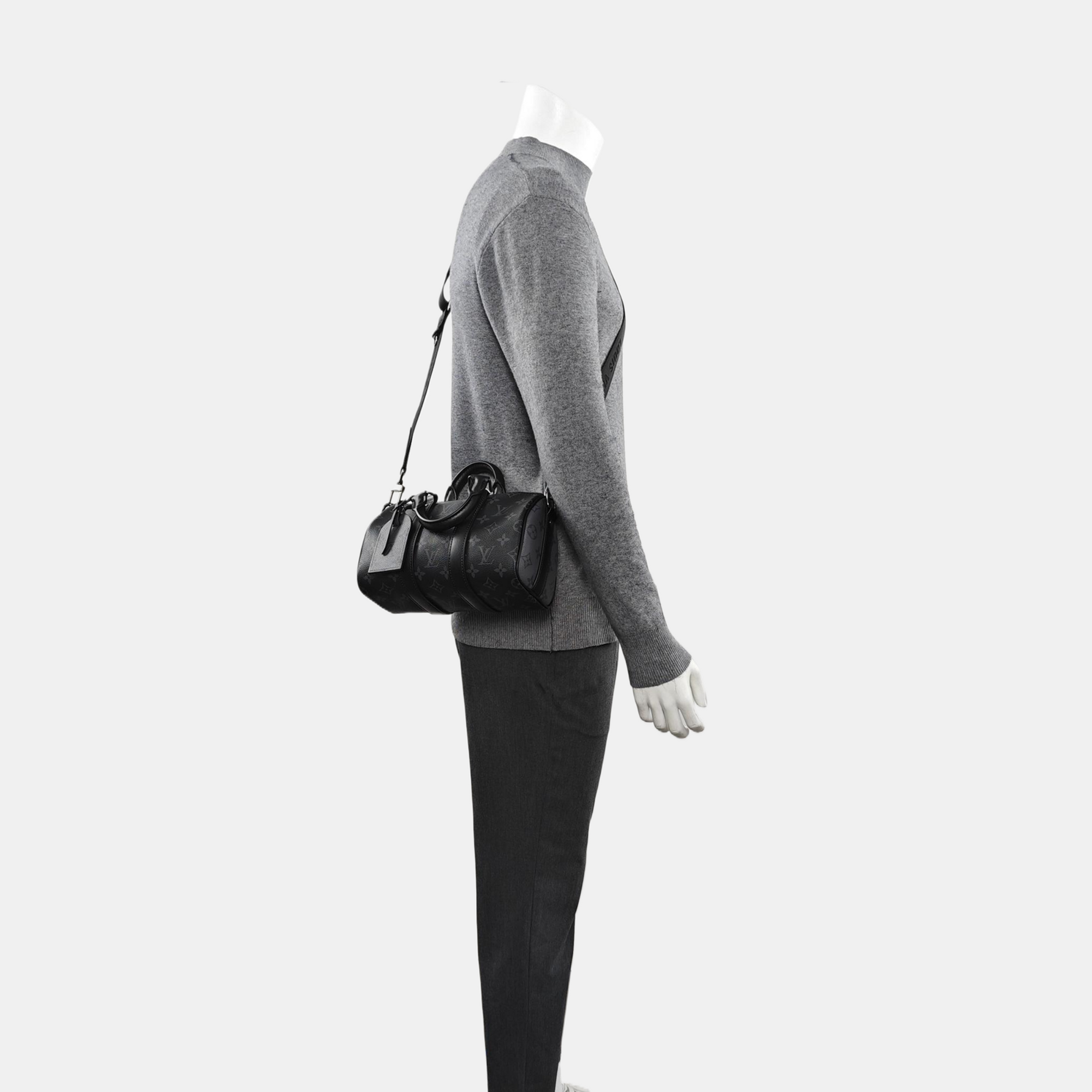 KEEPALL 25 Monogram Coated Canvas Black