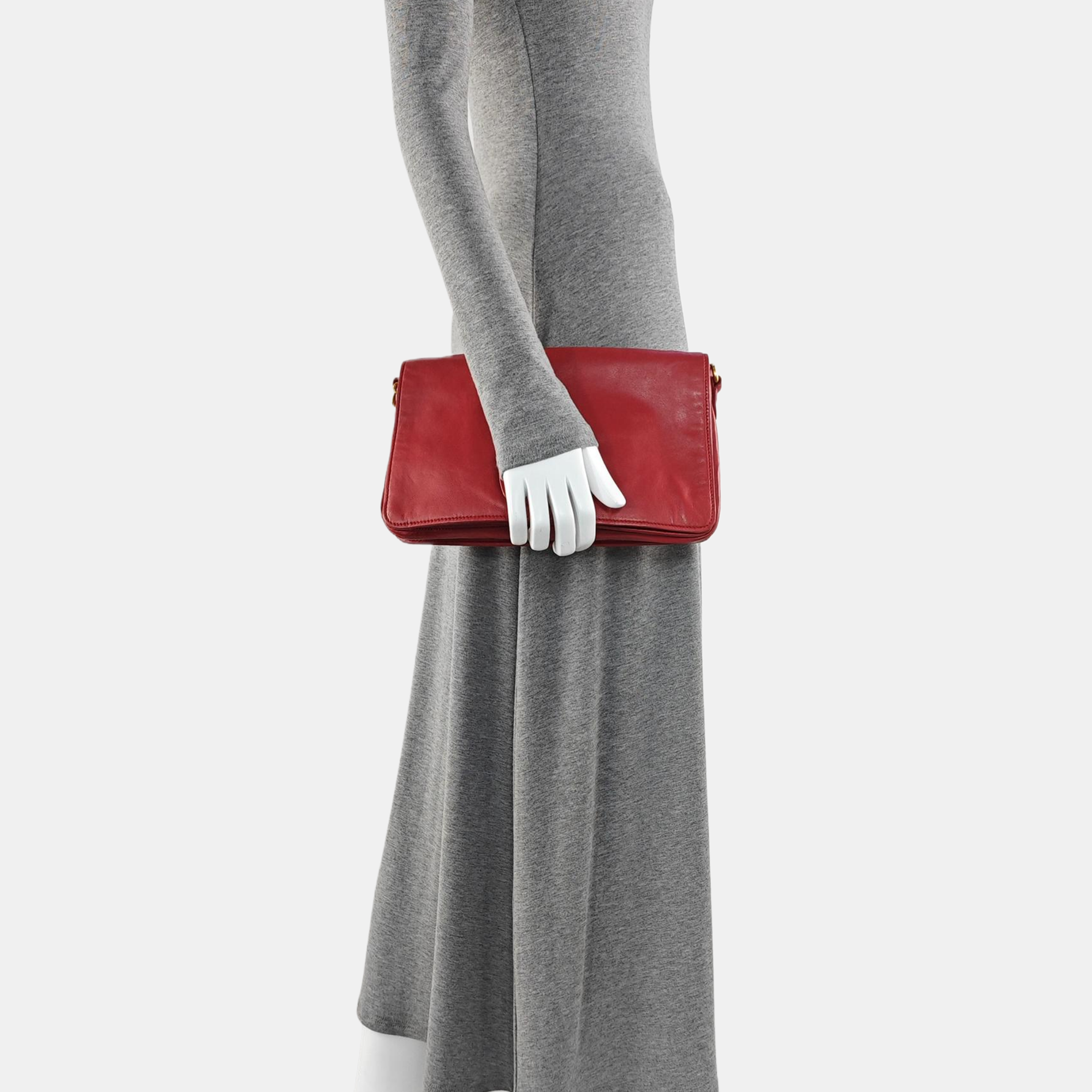 Lambskin Clutch Red