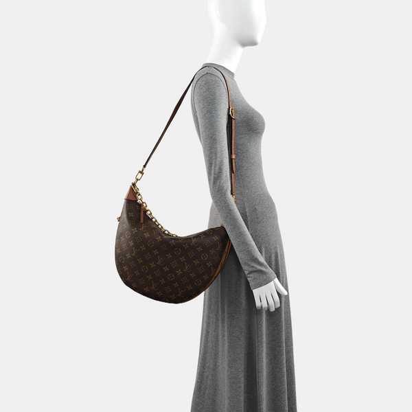LOOP HOBO Monogram Coated Canvas Brown