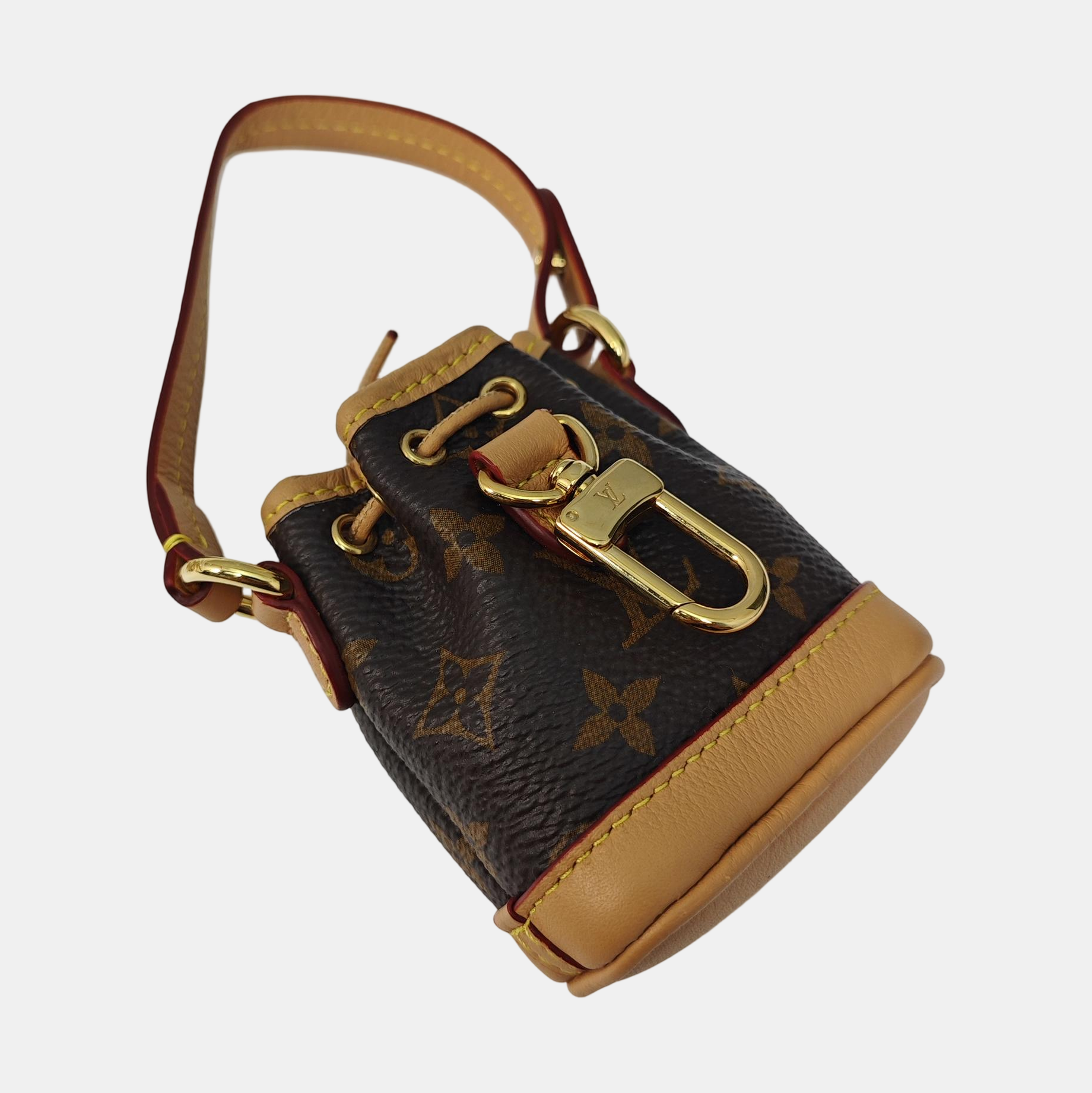 Coated Canvas Bag Charm Brown