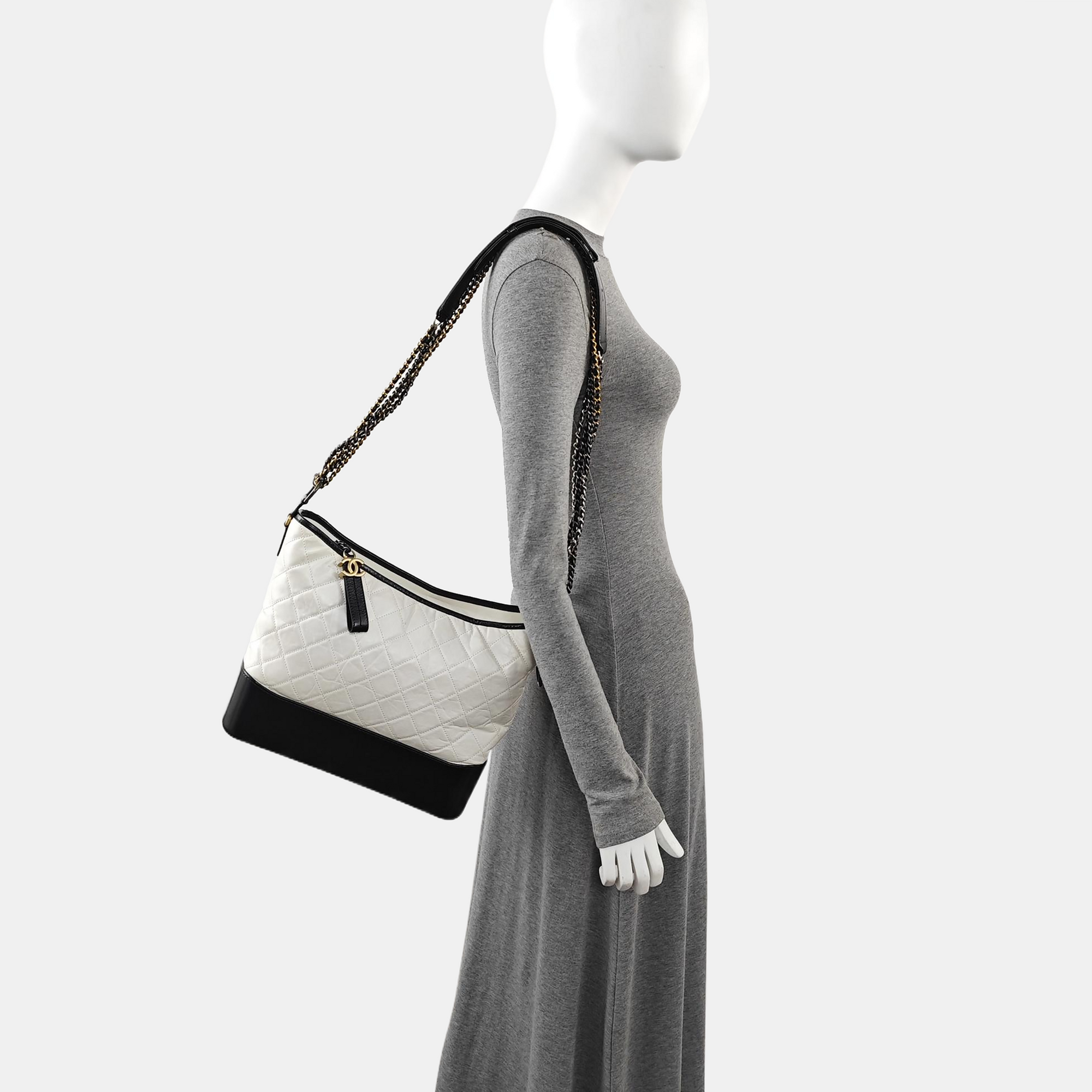 GABRIELLE Large Quilted Calfskin White