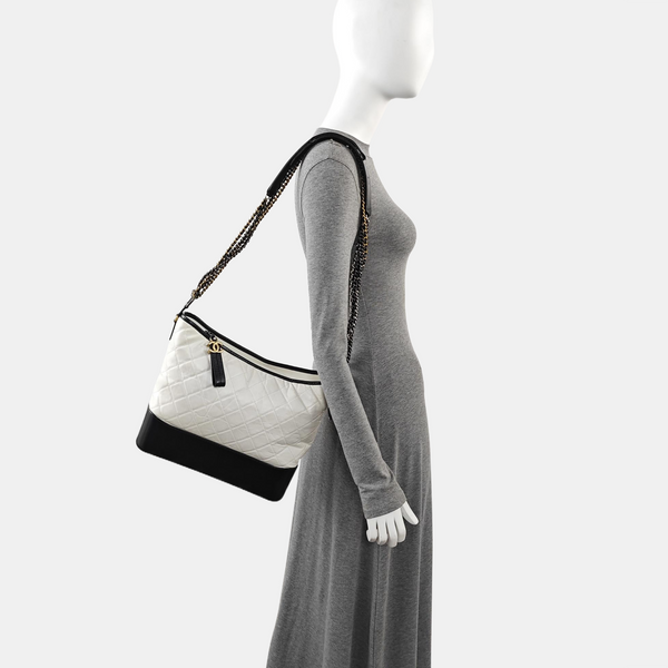 GABRIELLE Large Quilted Calfskin White