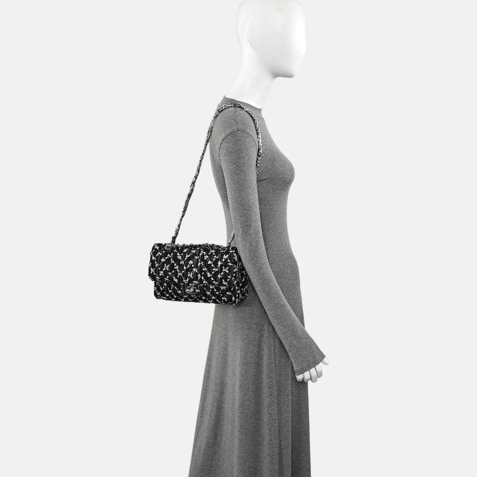 Quilted Fabric Shoulder Bag Black