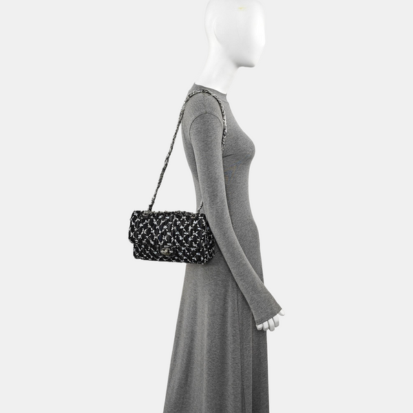 Quilted Fabric Shoulder Bag Black