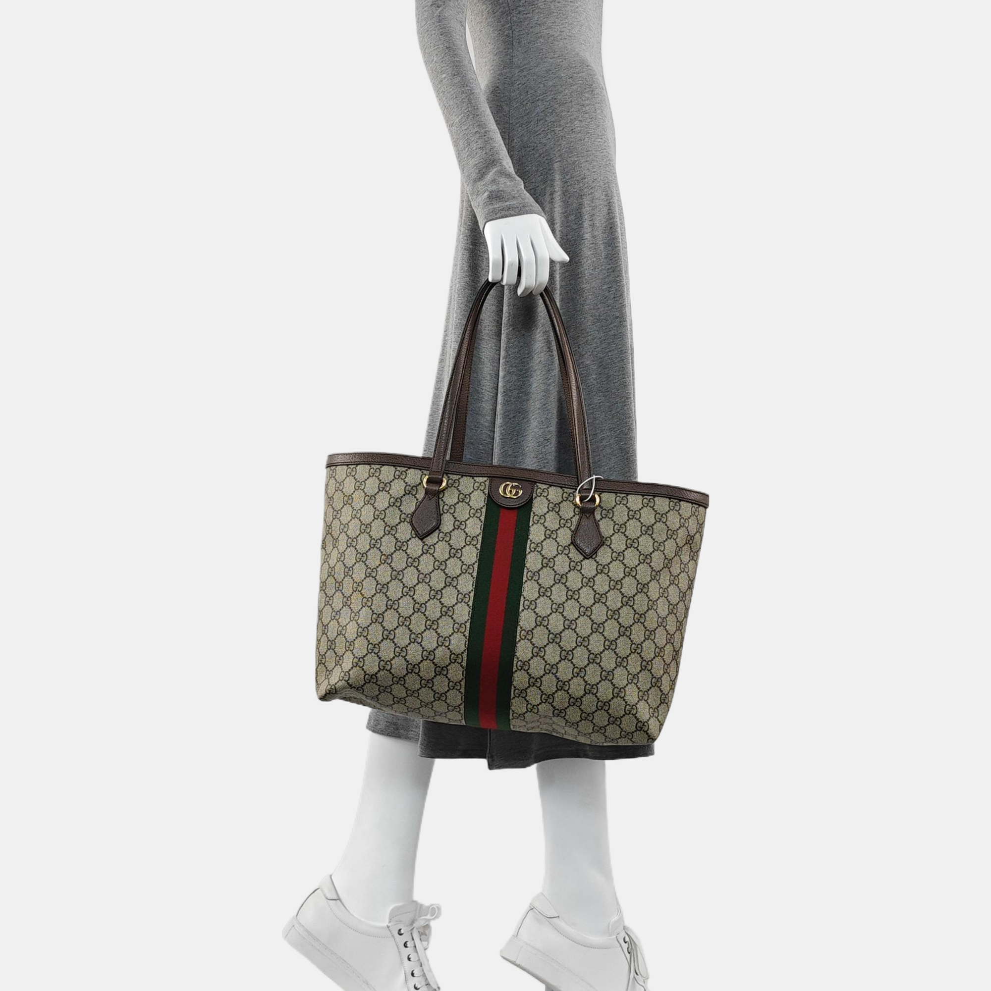 Ophidia Medium Monogram Coated Canvas Beige