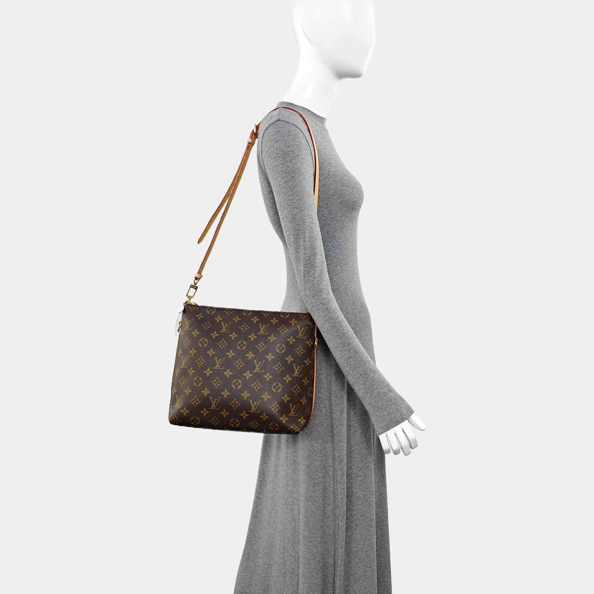 Monogram Coated Canvas Shoulder Bag Brown