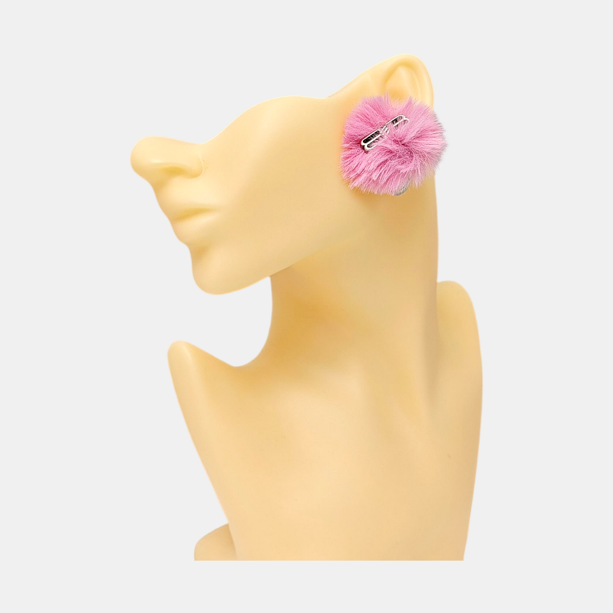 Fabric Pink Stud Earrings