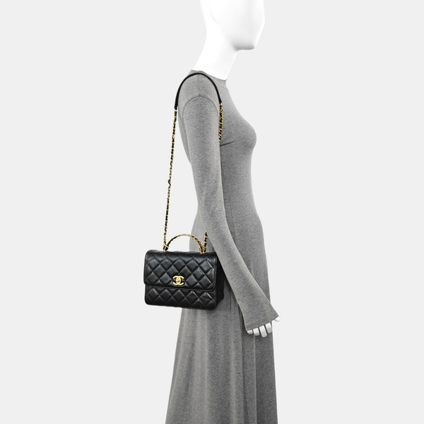 Quilted Calfskin Shoulder Bag Small Black