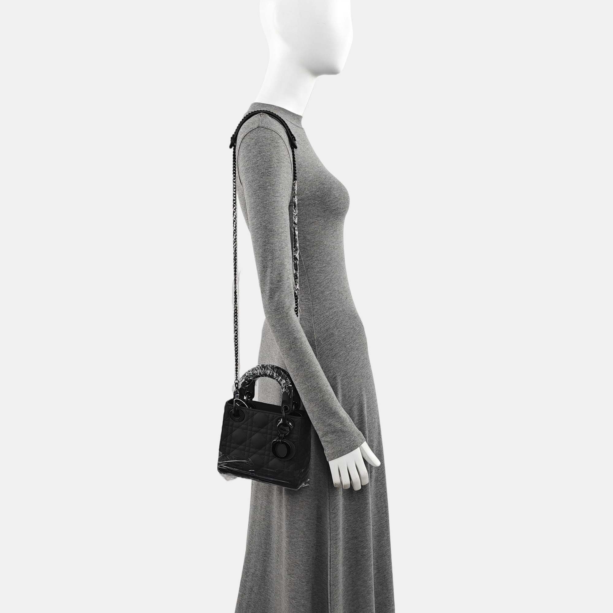 Lady Dior Mini Cannage Lambskin Black
