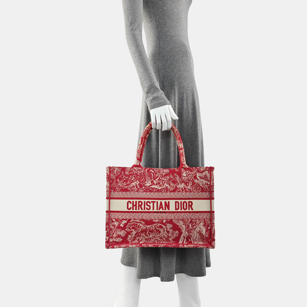 Bolso Book Tote mediano de tela, rojo