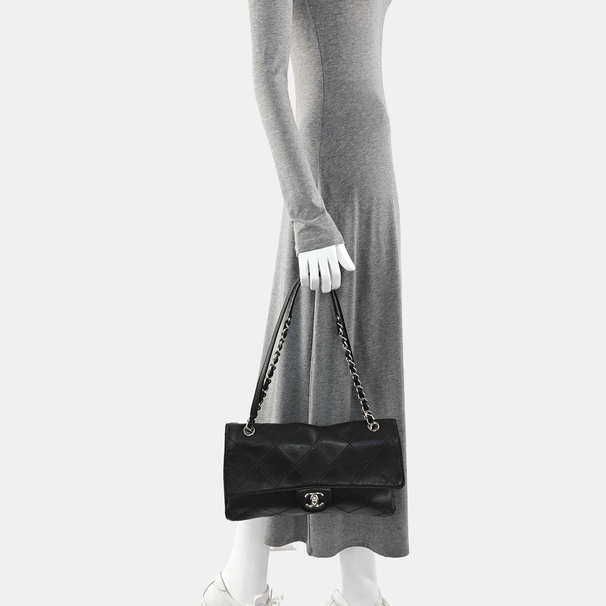 Quilted Lambskin Shoulder Bag Black
