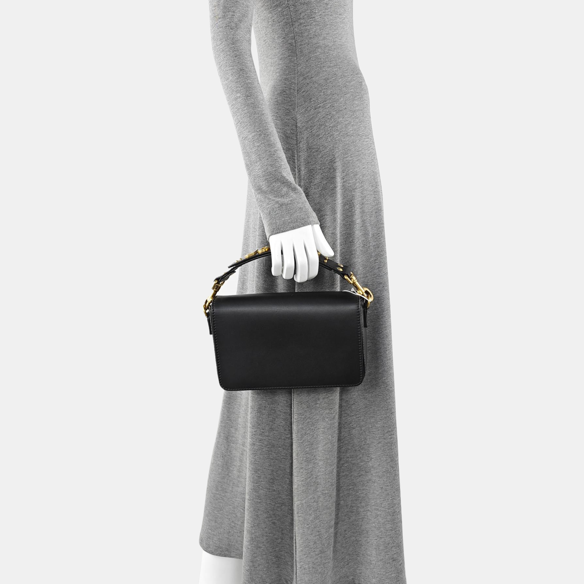 Calfskin Top Handle Bag Black