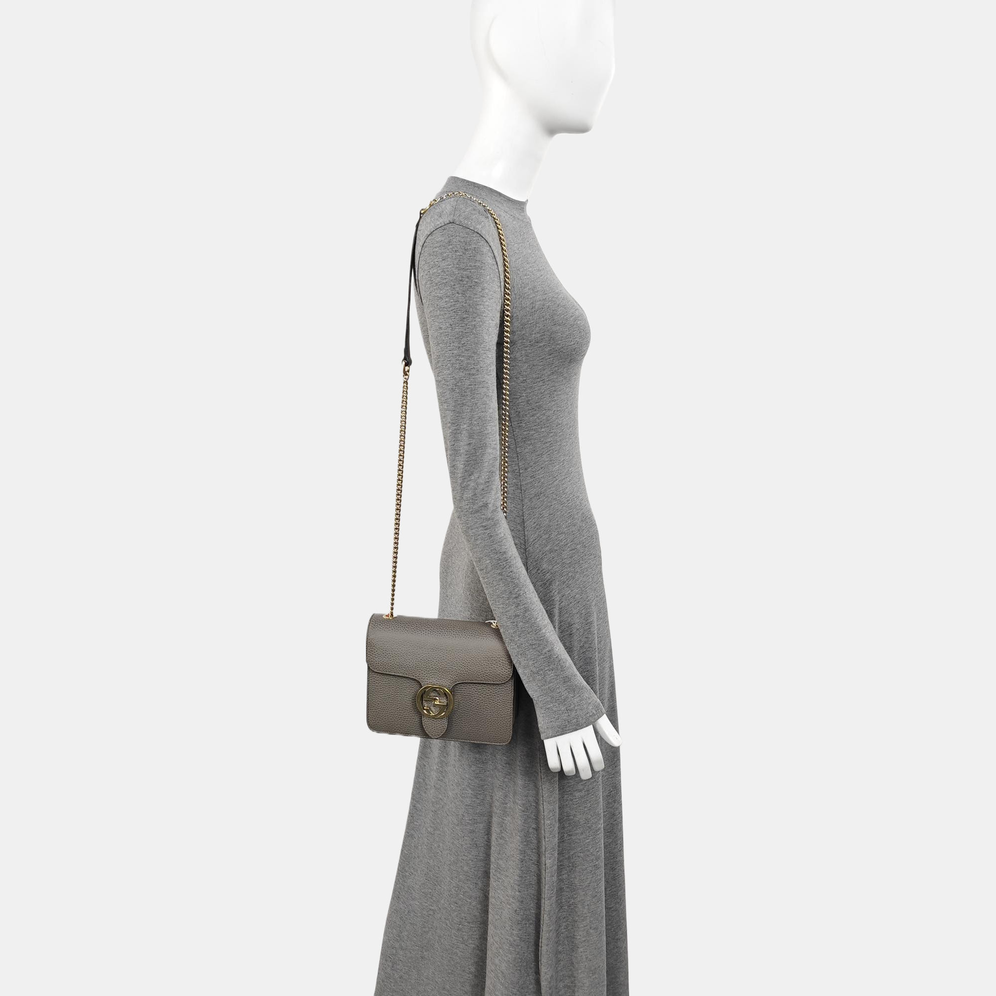 Interlocking G Small Calfskin Gray