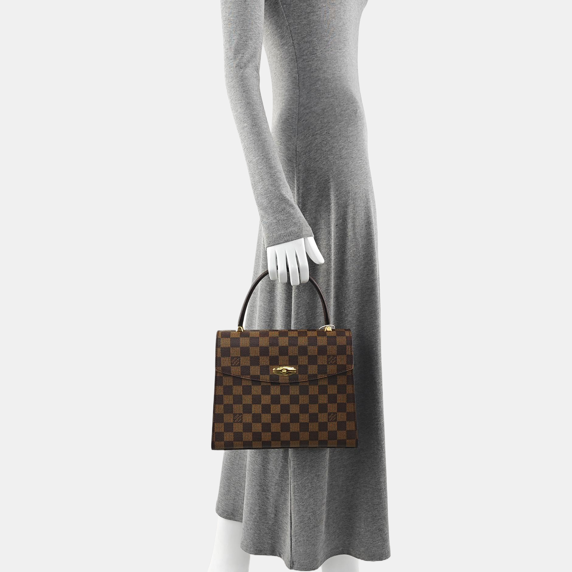 Coated Canvas Top Handle Bag Brown