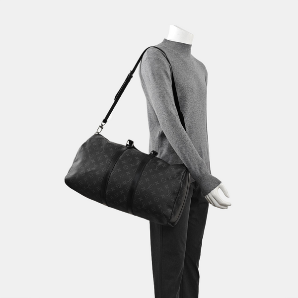 KEEPALL 45 Monogram Coated Canvas Black