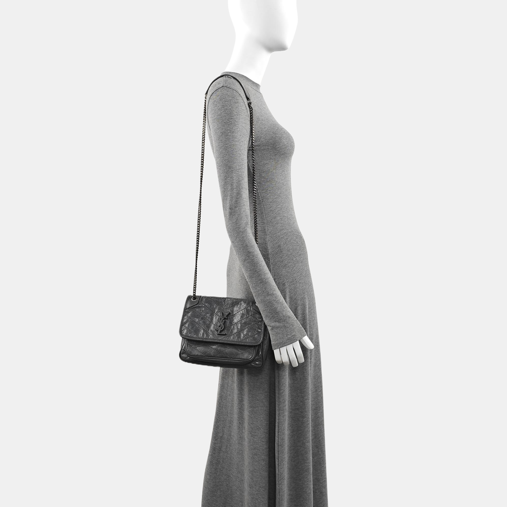 NIKI Small Chevron Calfskin Gray