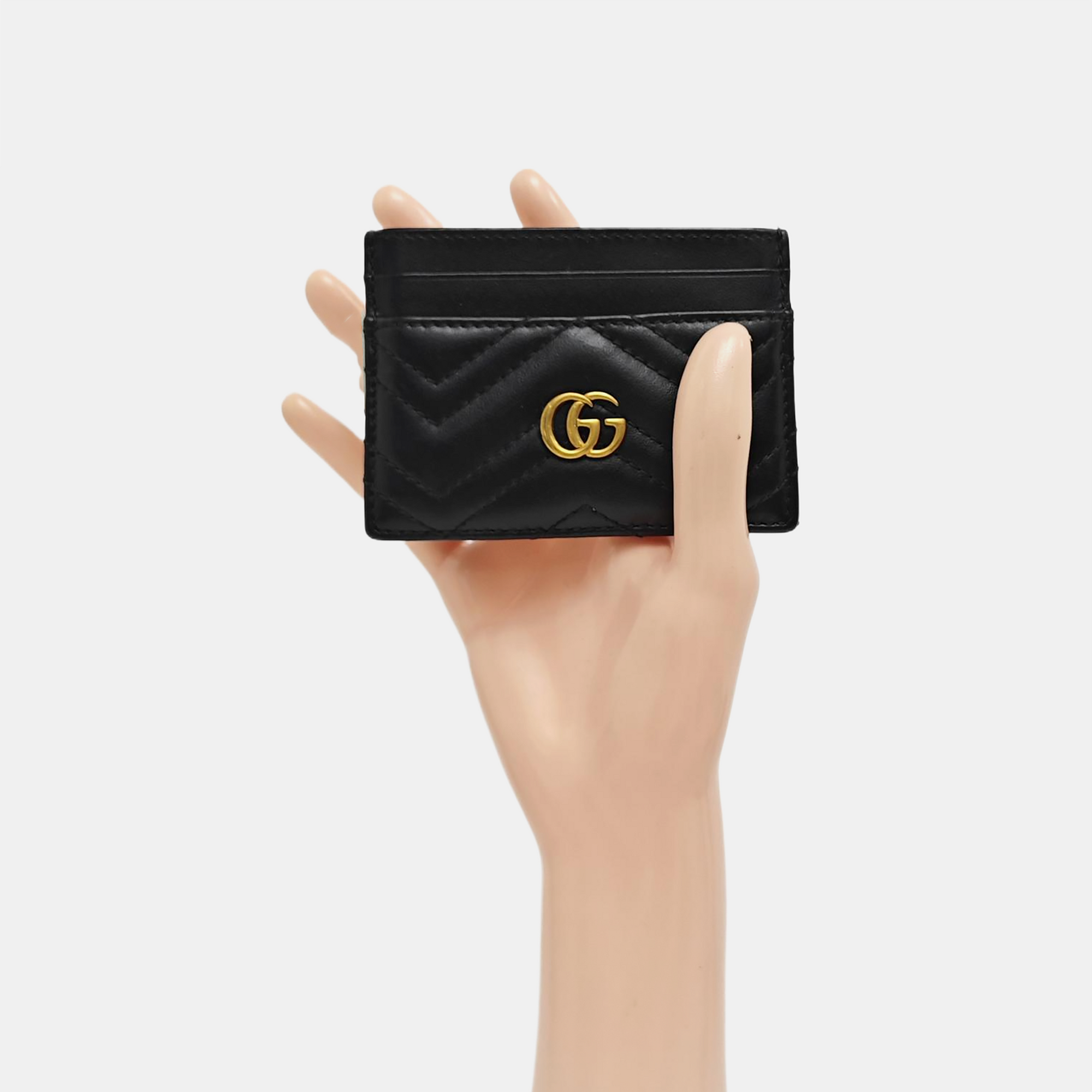 Authenticated pre-owned  GG Marmont Quilted Calfskin Black Card Holder - Card Holder at Looply
