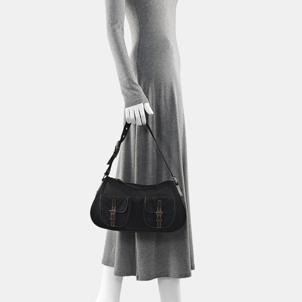 Nylon Shoulder Bag Black