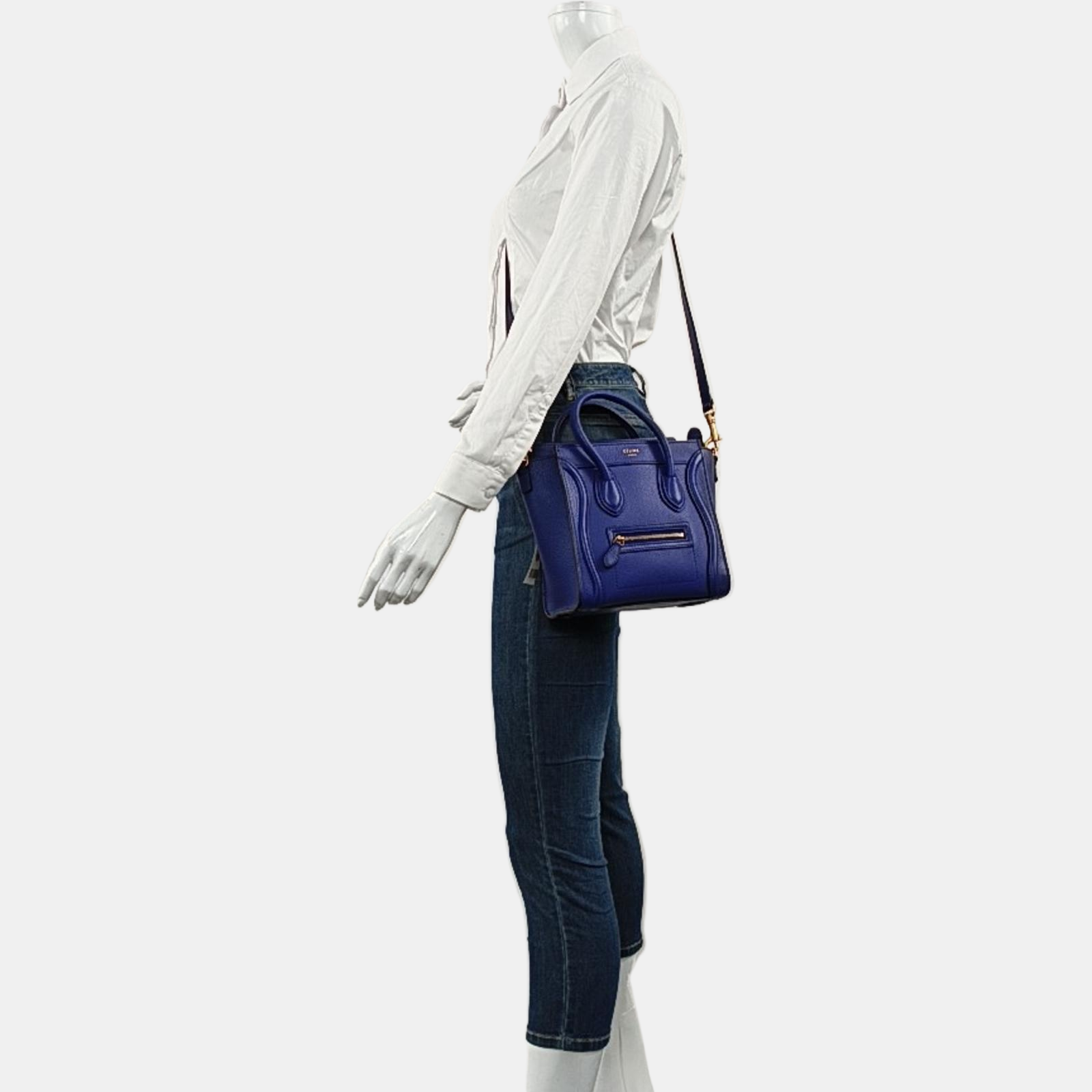 Authenticated pre-owned  LUGGAGE Nano Calfskin Blue - Tote Bag at Looply