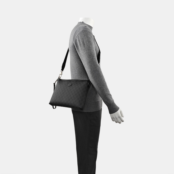 Monogram Coated Canvas Shoulder Bag Black