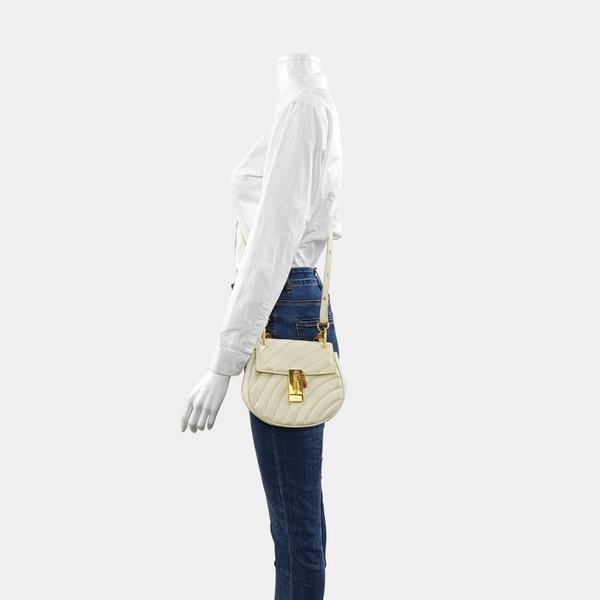 Drew Mini Quilted Calfskin White