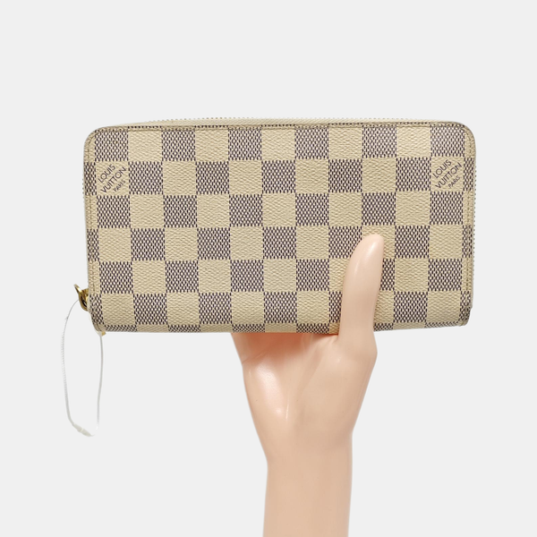 ZIPPY Damier Azur Coated Canvas White Wallet