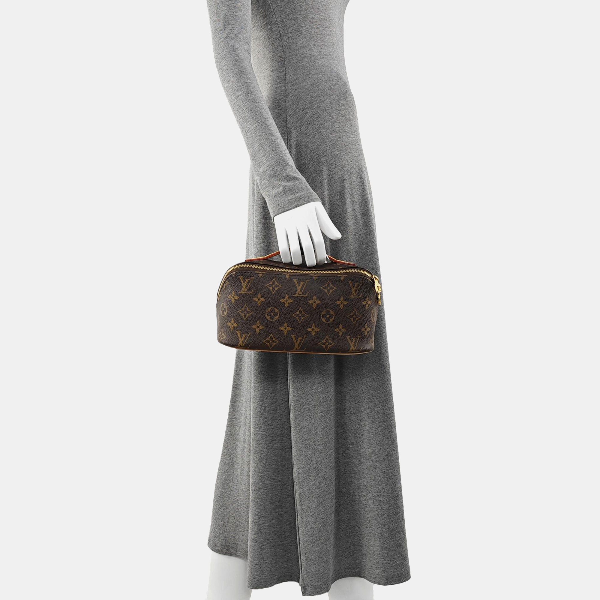 Monogram Coated Canvas Top Handle Bag Brown