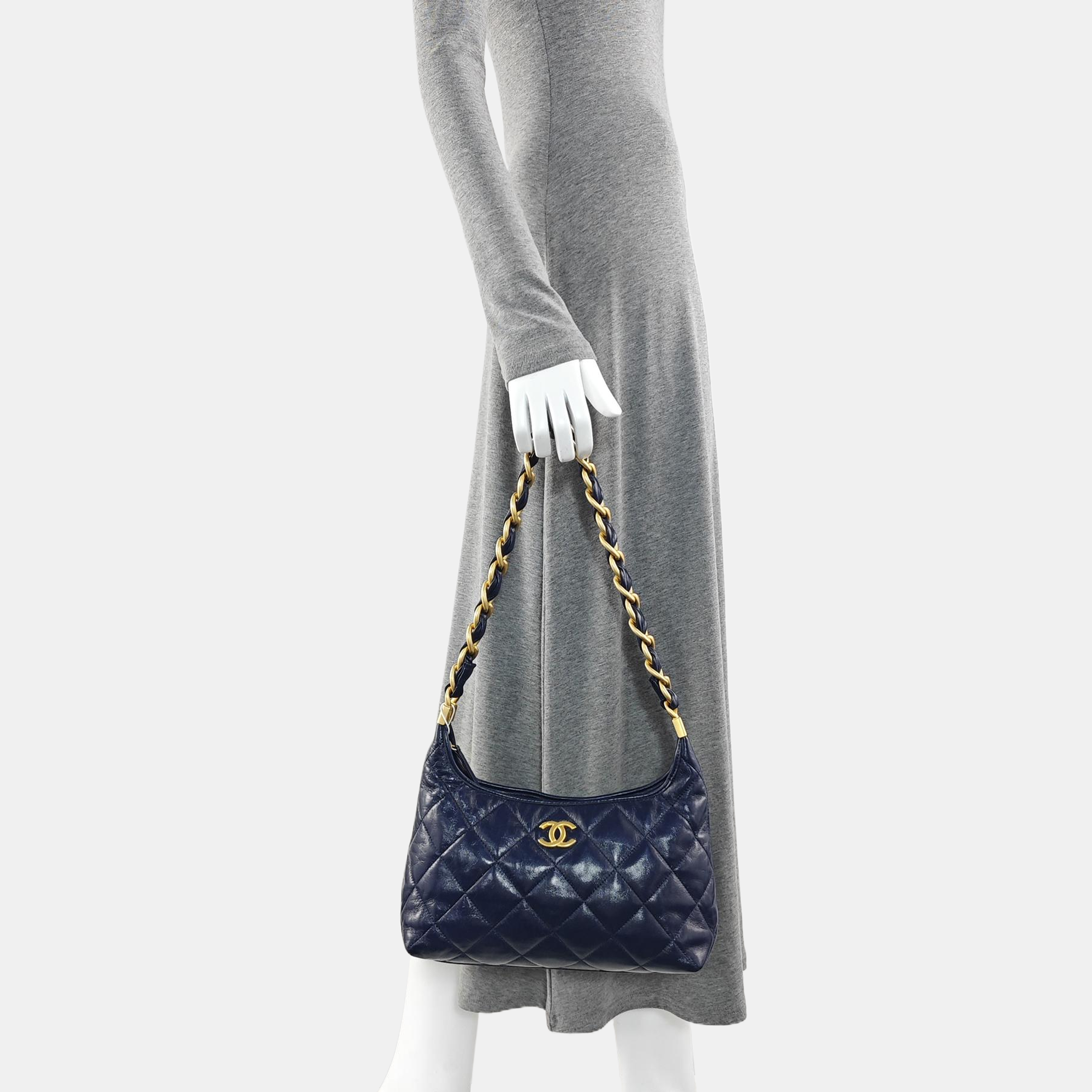 Quilted Calfskin Shoulder Bag Blue