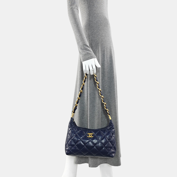 Quilted Calfskin Shoulder Bag Blue
