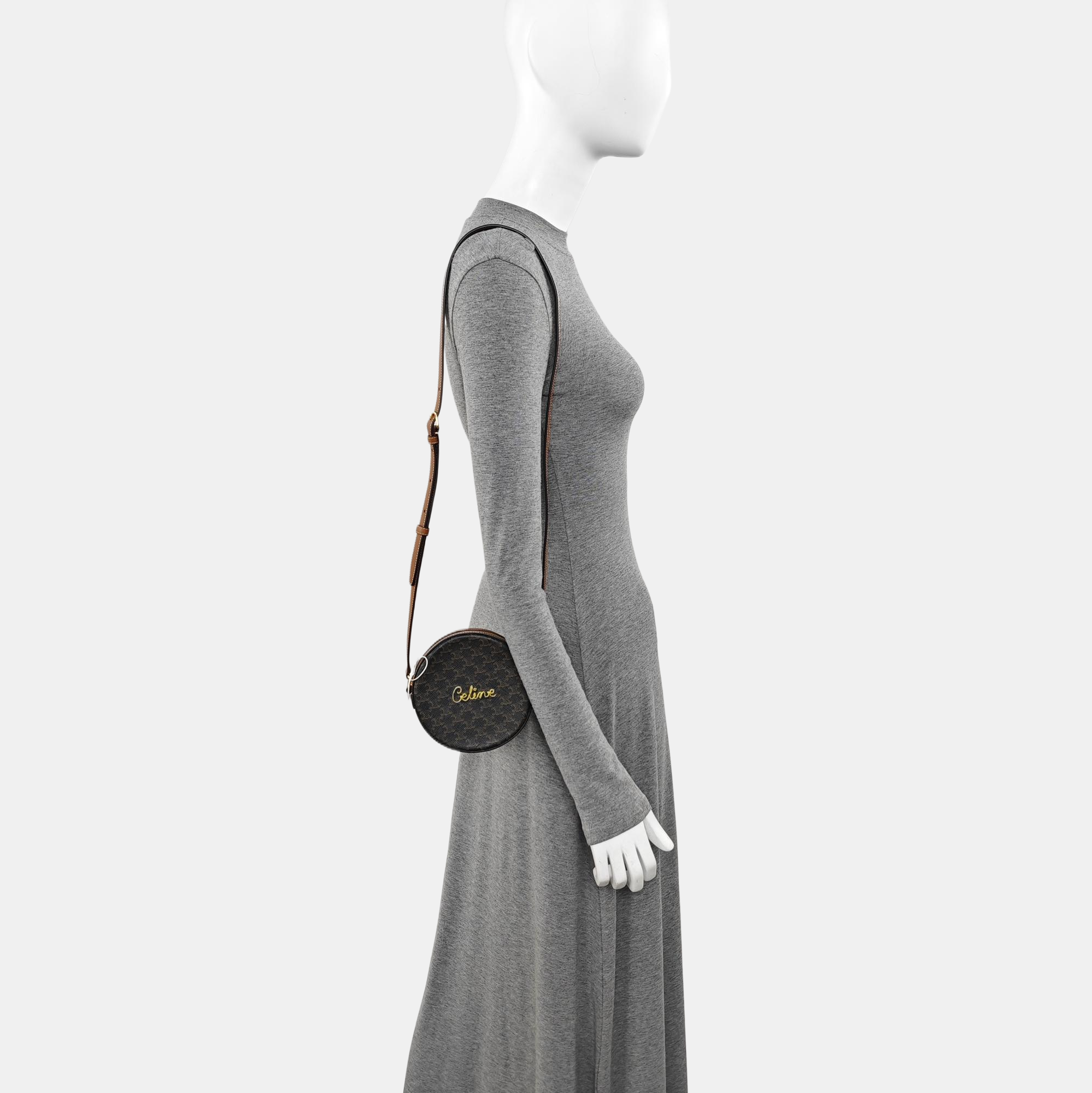 Coated Canvas Shoulder Bag Brown