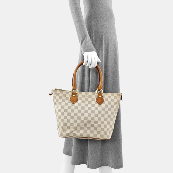 SALEYA PM Damier Azur Coated Canvas White