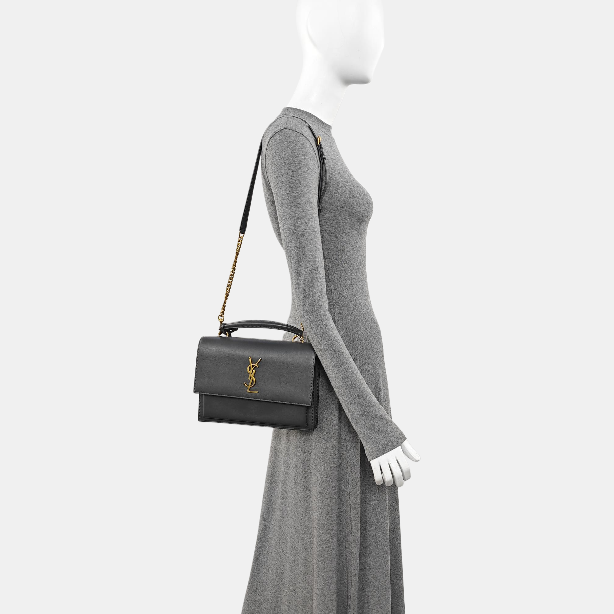 SUNSET Medium Calfskin Gray