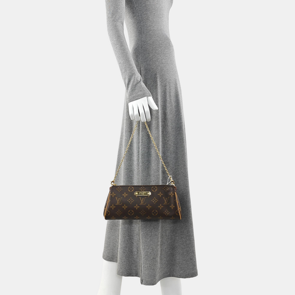 Pochette Eva Monogram Coated Canvas Brown