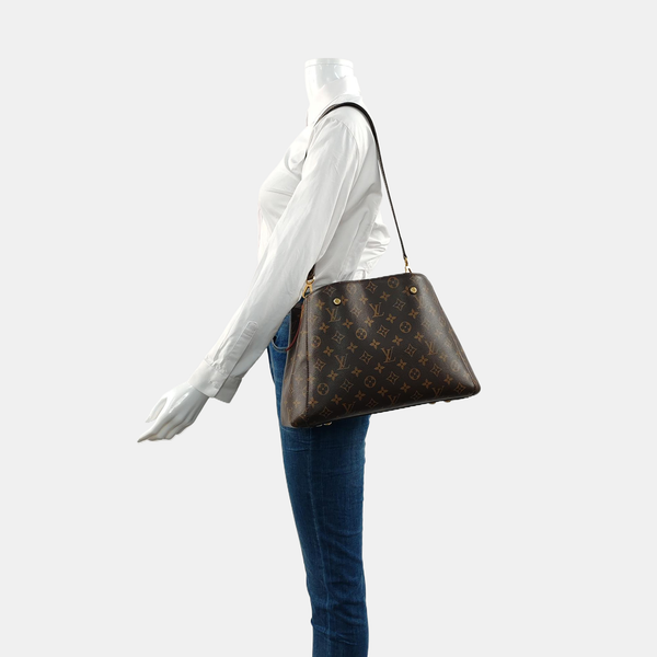 MONTAIGNE MM Monogram Coated Canvas Brown