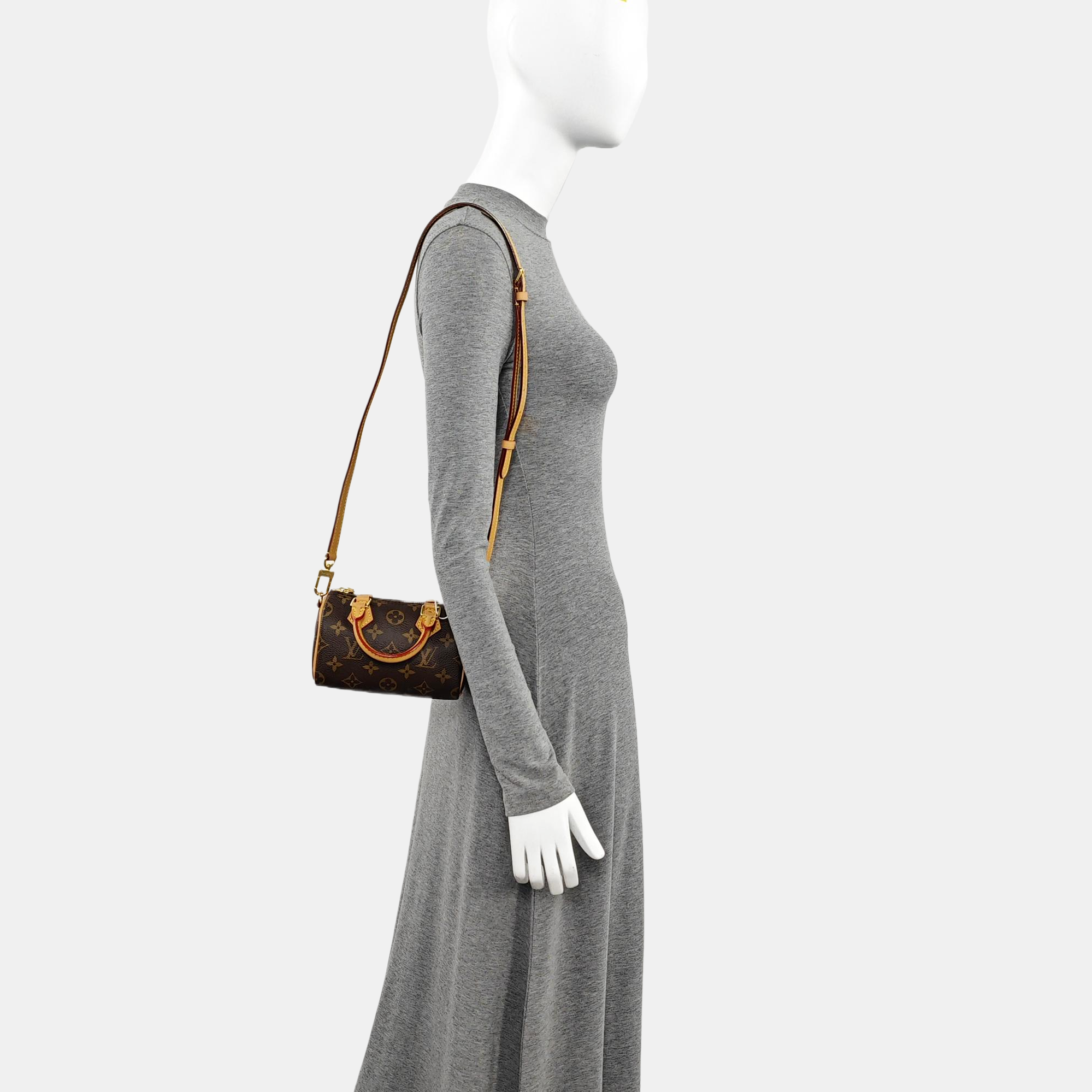 Authenticated pre-owned  SPEEDY Nano Monogram Coated Canvas Brown - Shoulder Bag at Looply