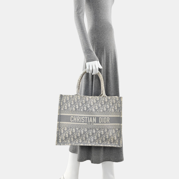 Book Tote Medium Oblique Canvas White